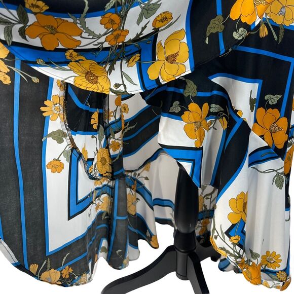 Gigi Parker X-Small Hi-Low Wrap Dress Floral Scarf V-Neck Ruffled Cap Sleeve New - Picture 3 of 13